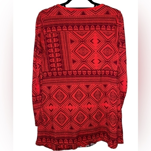 Soft Surroundings Kalahari Red Aztec Embroidered Long Sleeve Tunic Top- Size S - Picture 3 of 8